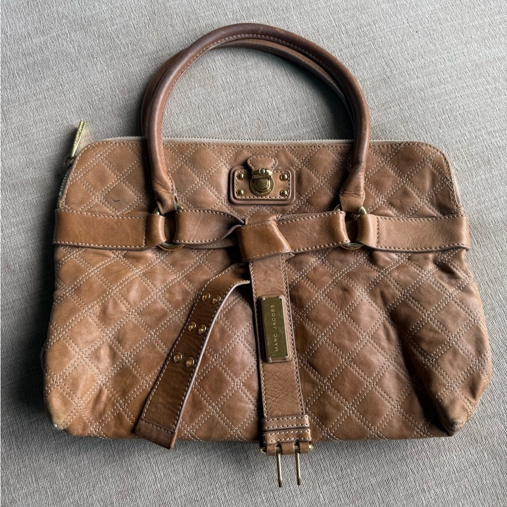 Marc Jacobs Brown and Gold Quilted Shoulder Bag